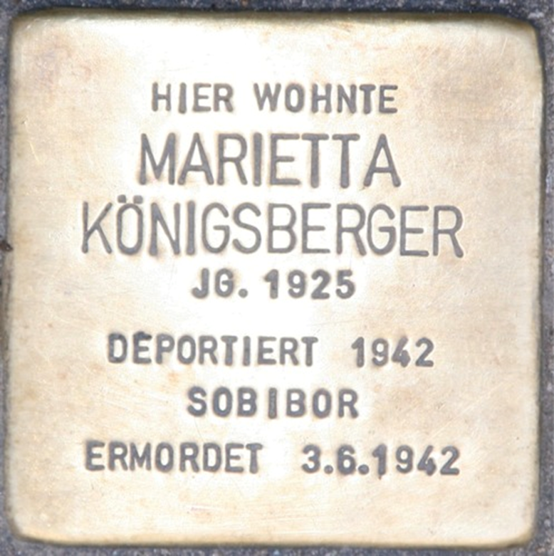 Der Stolperstein für Marietta Koenigsberger