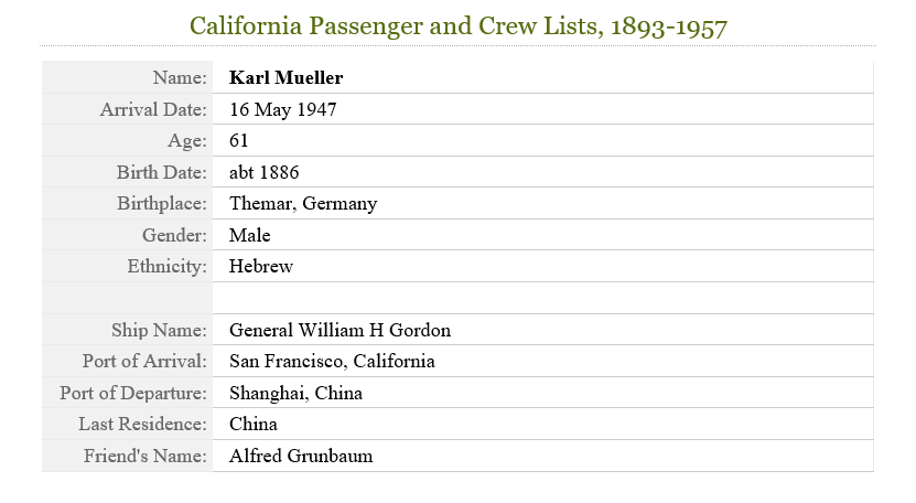 California Passenger and Crew Lists, 1893-1957